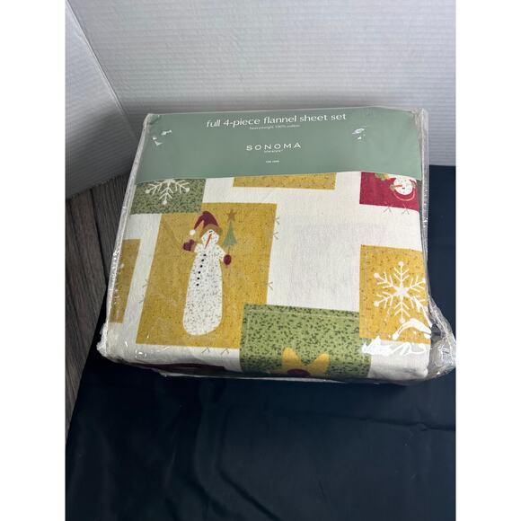 Sonoma Flannel Sheets 4 Piece Snowman Full Sheet Set - Picture 9 of 9